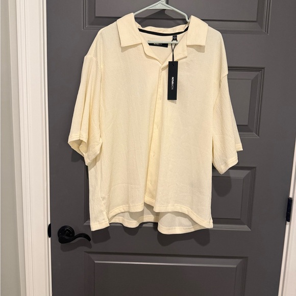 NWT NovaMen Cream Button Down Short Sleeve Size XXL - Picture 1 of 7